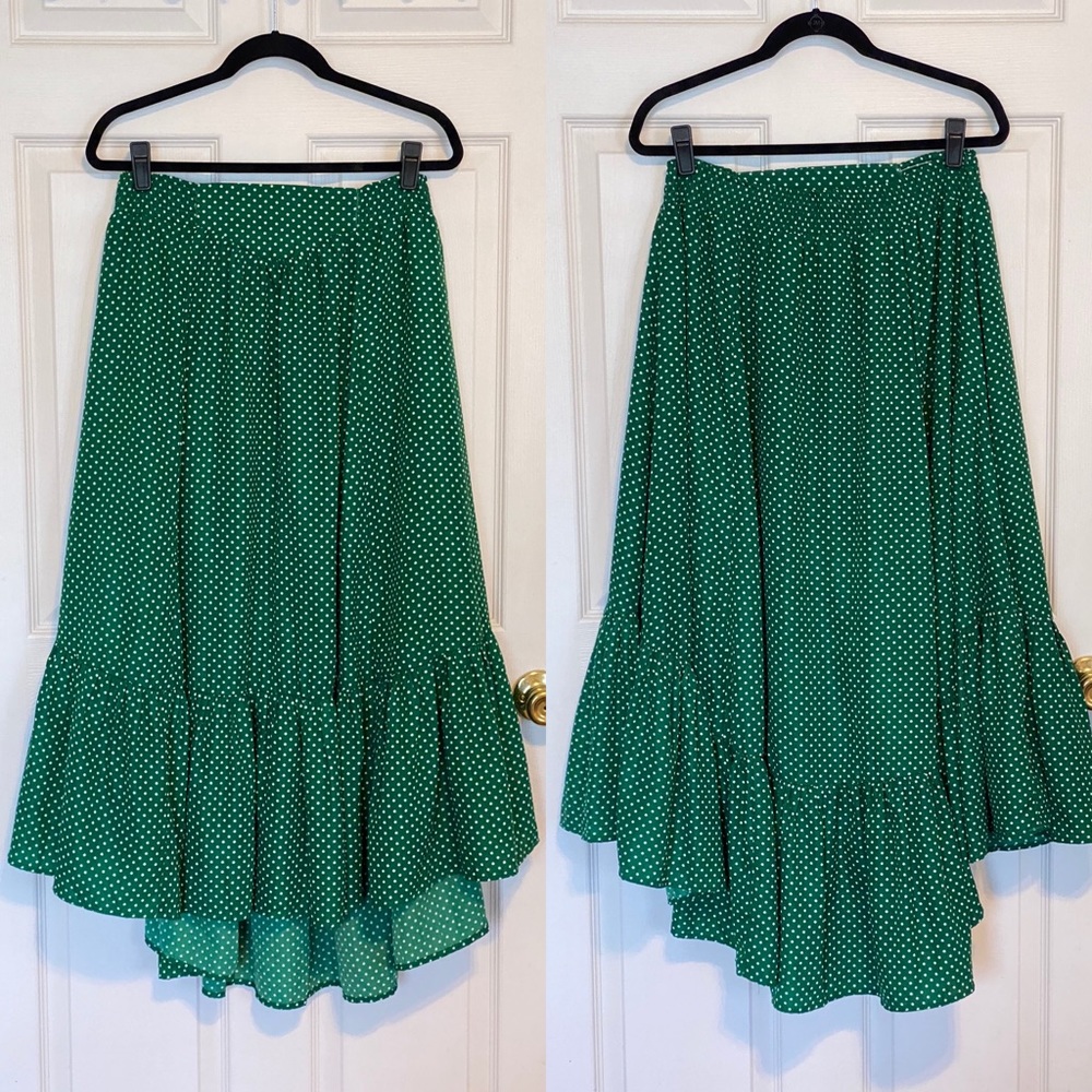 Green & White Polkadot Skirt